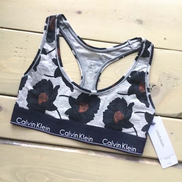Calvin Klein Racerback Modern Cotton Floral Bra - Picture 5 of 8